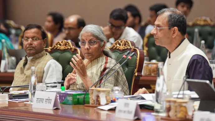 Union Finance Minister Nirmala Sitharaman chairs the 53rd GST Council meeting, in New Delhi Image| (PTI)